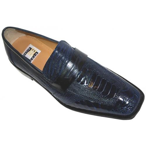 David Eden "Dorina" Navy Blue Genuine All-Over Ostrich Shoes